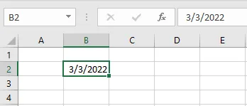 A date entered in B2