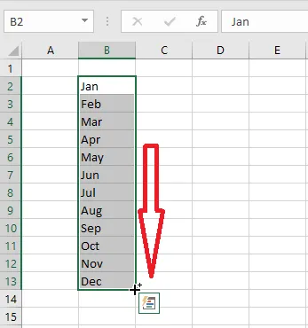AutoFill filling in the months of the year