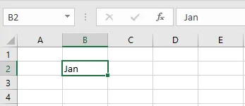 The text Jan entered in B2