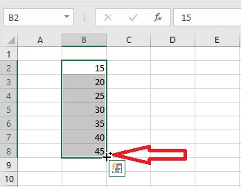 AutoFill continuing the numbers in steps of 5