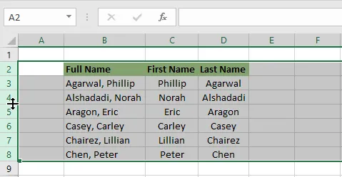 Double-clicking a row border to AutoFit the row height