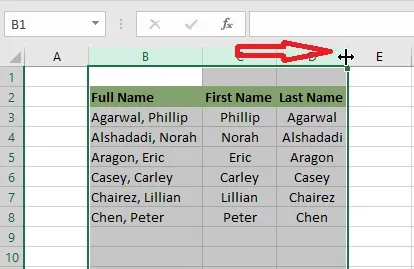 All selected columns AutoFit with one double-click