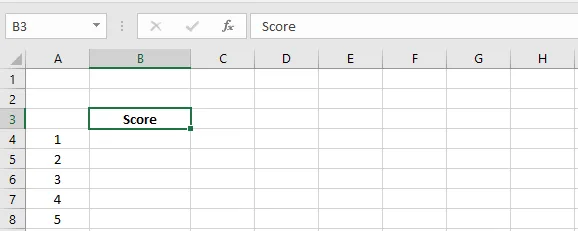 Cell B3 selected before applying a cell style