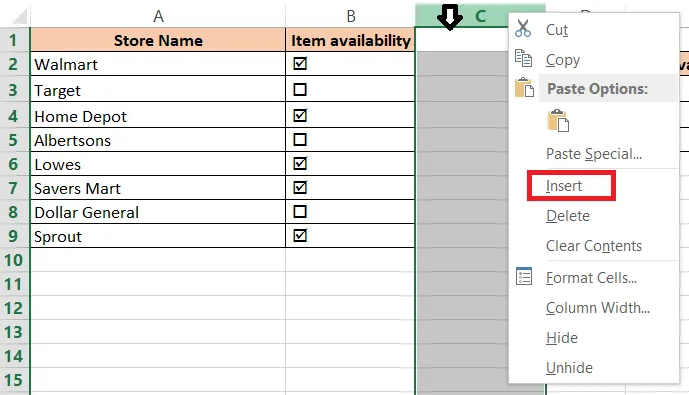 Inserting a helper column C