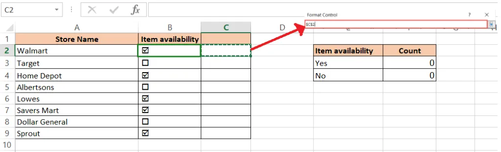 Linking the checkbox to C2