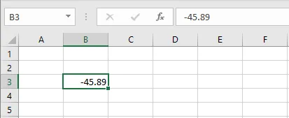 A negative number in cell B3