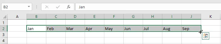 AutoFill filling in the months to the right