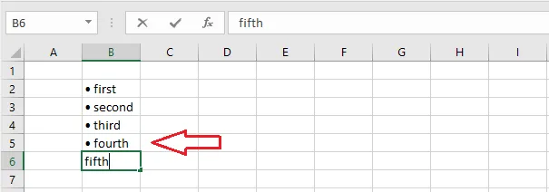 The list with bullets added automatically