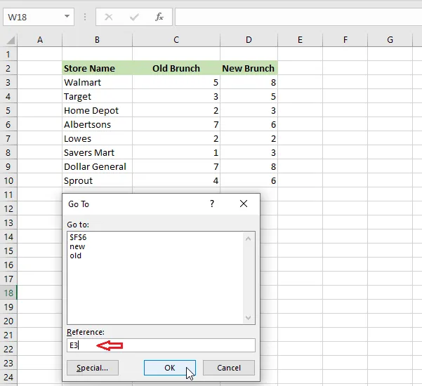The Go To dialog box opened with F5