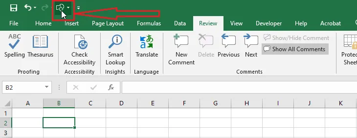 The Quick Access Toolbar with the Shapes button added