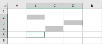 Several separate cells selected while holding Ctrl