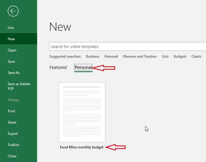 Your template under Personal in File > New