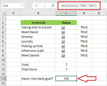All tasks ticked and the daily goal showing YES