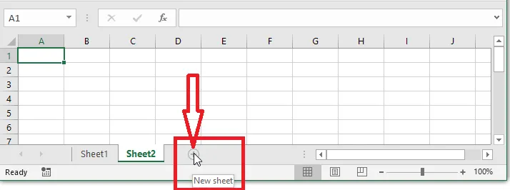 Clicking the plus button to add a new worksheet