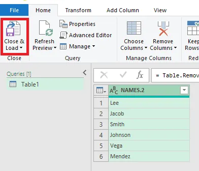 Close & Load in the Power Query Editor