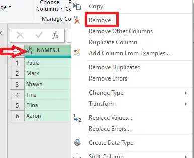 Removing the first-name column