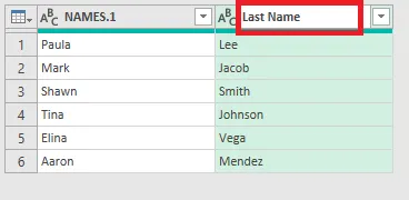 Renaming the column to Last Name
