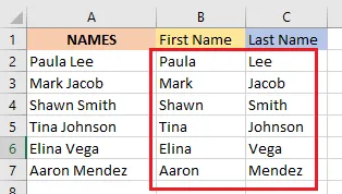First and last names in separate columns