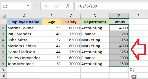 All cells with formulas selected
