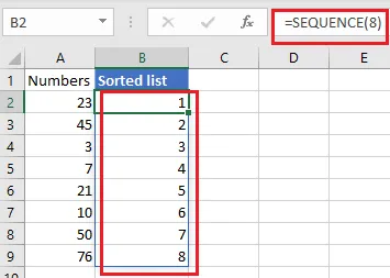 A fixed-size SEQUENCE spilling correctly