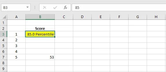 Cell B3 with a yellow fill and a custom number format