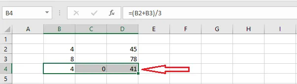 The formula copied to C4 and D4