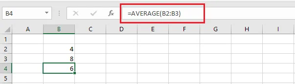 The AVERAGE function in B4 giving the same result