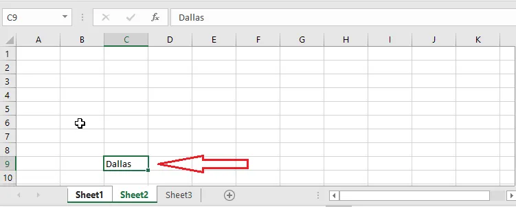 Dallas also appearing in C9 on Sheet2
