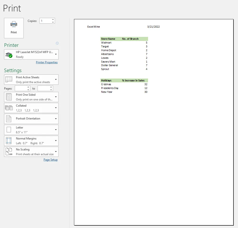 The header shown in the print preview