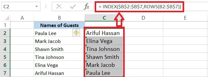 All formula cells selected