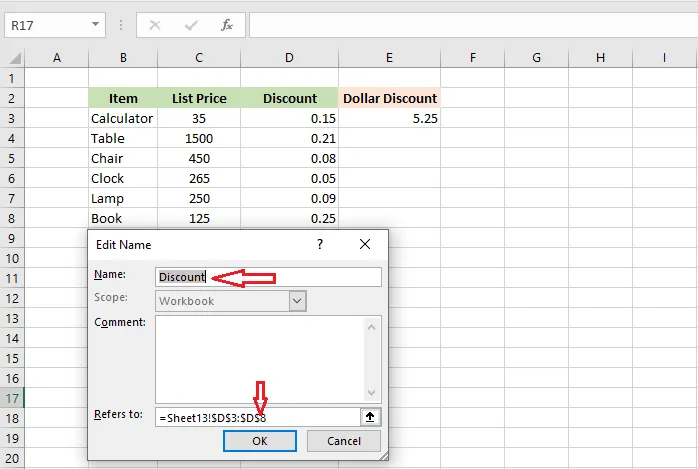 The Edit Name dialog box