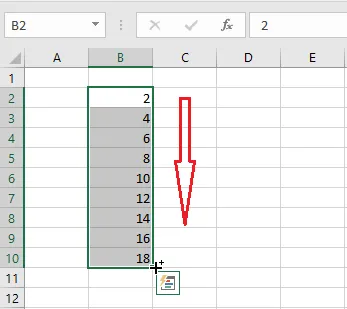 AutoFill continuing the even numbers