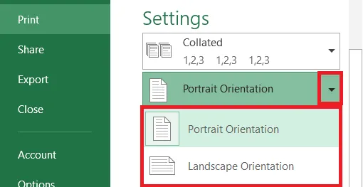 Choosing Portrait or Landscape orientation