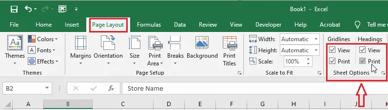 Ticking Print under Gridlines and Headings