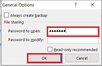 Entering a password to open