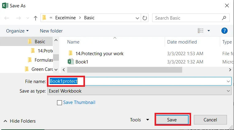 Saving the protected file