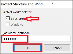 Ticking Structure and entering a password