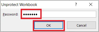 Unprotecting the workbook with the password