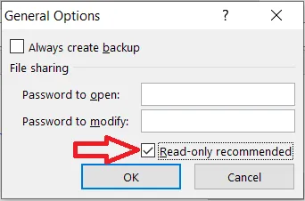 The Read-only recommended option