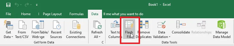 Running Flash Fill from the Data tab