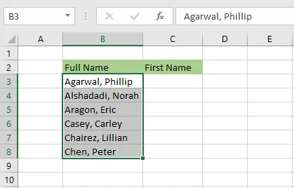 A list of full names separated by commas