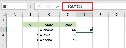 The SQRT function in F3