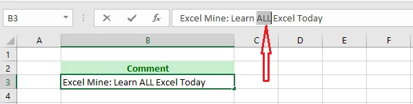 Selecting part of the text in the formula bar