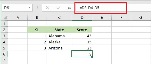 Subtracting D4 and D5 from D3