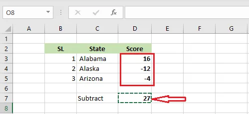 Choosing Subtract in the Paste Special dialog box