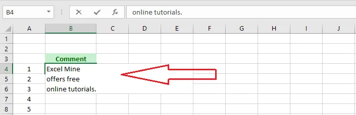 The text broken onto a new line with Alt + Enter