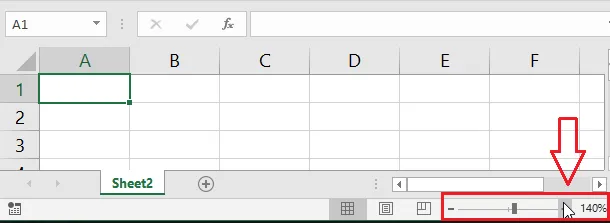 The zoom slider and percentage on the Excel status bar
