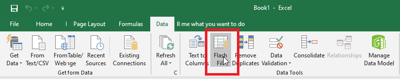 flash fill command on data tab