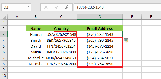 extract numbers from a cell using flash fill