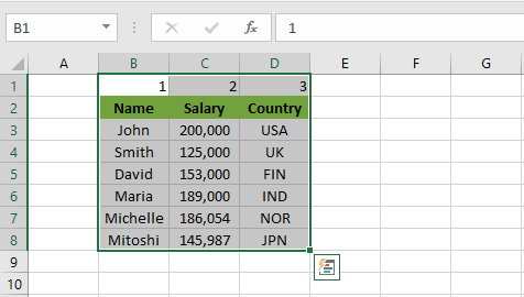 sorted excel result